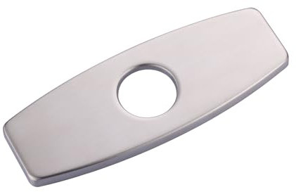 Bathroom Faucet Escutcheons Brushed Nickel: 6 Inch Sink Hole Cover - Non-Leakge Deck Plate For Bathroom Faucet - Solid Faucet Base Plate for 1 or 3 Hole Bathroom Vanity Basin - 4 Faucet Cover Plate