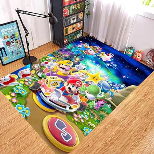 MUICIN Teppiche, 3D gedruckt Mario Schlafzimmer Fußmatten, gemütliche Schlafzimmer Teppiche, Wohnzimmer, Kinderzimmer Dekor.,50 * 80cm