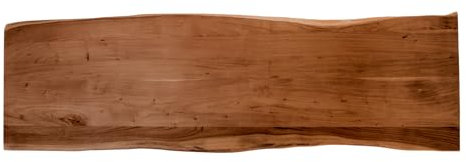 SAM Holzplatte 200x60 cm Emilia, Tischplatte aus Akazienholz massiv + nussbaumfarben, Baumkanten-Platte für Heimwerker, geeignet für Arbeitsplatten, Tische & Fensterbretter
