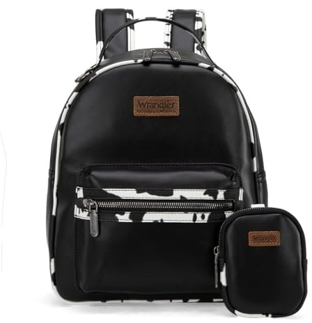 Montana West Rucksack mit Kuh-Druck, lässige Reise-Geldbörse für Damen, Schwarz