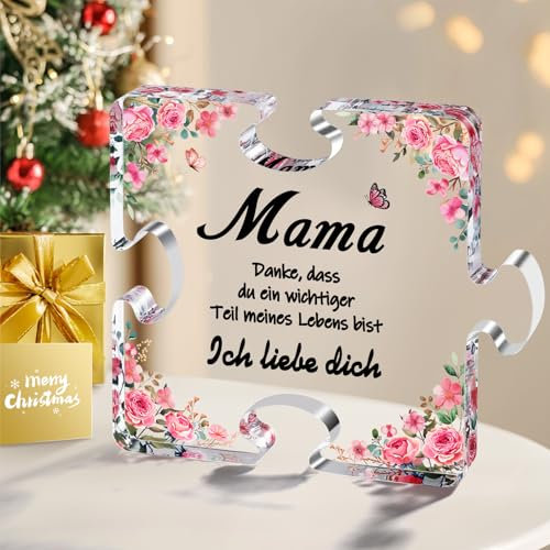 Winzwon Geschenke für Mama, Acryl Puzzle Ornamente Mama Geschenk, Geburtstagsgeschenk für Mama, Mama, Muttertagsgeschenke für Mama