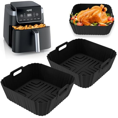 2 Paquet Moule Silicone Air Fryer pour Ninja Air Fryer PRO Friteuse 4,7L, 6,2 L, Plat Silicone Air Fryer Moule Accessoires Airfryer pour AF140EU AF180EUCP