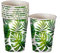 FIESTAS GUIRCA | 6 Gobelets Jetables Feuilles (240 ml) (9 cm) - Décoration de Table pour Fêtes Hawaïennes et Graduations - Idéal pour Célébrations d'Été et Événements Tropicaux - Vert, Blanc