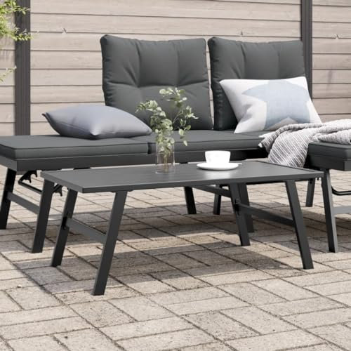 Xichuzi Garten-Couchtisch Schwarz 90x45x35 cm Pulverbeschichteter Stahl, Gartentisch, Terrassentisch, Esstisch Garten, Balkontisch, Gartenesstisch, Gartenmöbel, Partytisch - 4008106