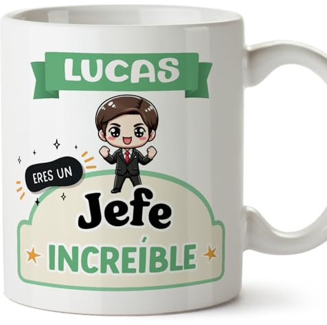MUGFFINS Tazas Personalizadas para JEFE hombre - En Español - Eres increíble - Kawaii - 11 oz / 330 ml - Regalo Personalizable original y divertido