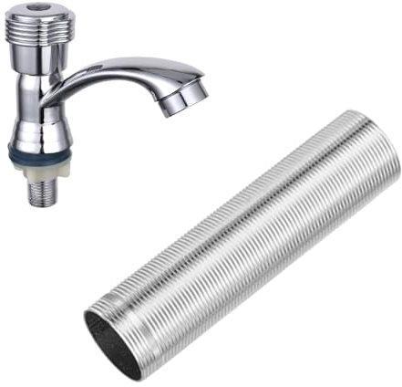 Wasserhahnverlängerung Edelstahl, 120MM Wasserhahn Verlängerte Hohe mit Gewinderohr, Wasserhahneinbau Armaturen Nippel