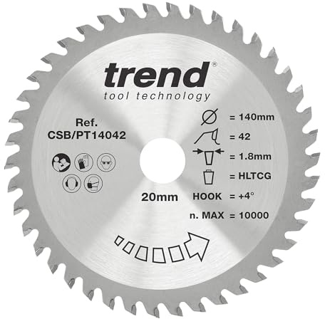 Trend Laminate Circular Saw Blade, 140mm, 20mm Bore, 42 Teeth, TCT