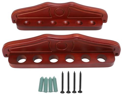 equlup Porta Stecche da Biliardo in Legno Rosso a 6 Fori, Montato a Parete, Per Club di Gioco da Biliardo, 42 x 10 x 10 cm