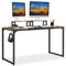 Yaheetech Escritorio con Soporte para Monitor 140x60x89cm Mesa de Computadora de Estilo Industrial para Oficina o Estudio Incluye 2 Orificios para Cables y Gancho en Tono Marrón Rústico