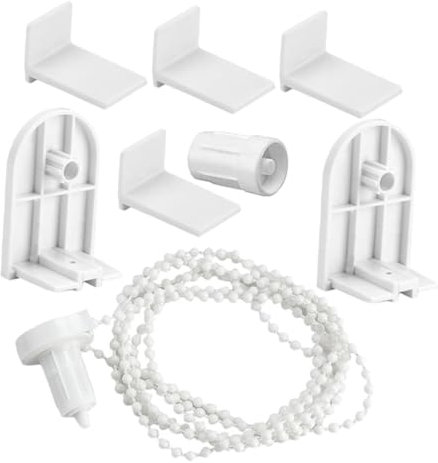 Vaguelly Roller Blind Clutch Bracket Set, Pom Heavy Duty White Replacement Fittings with Beaded Chain, Easy-to-use Hardware for Office Windows and Bedroom