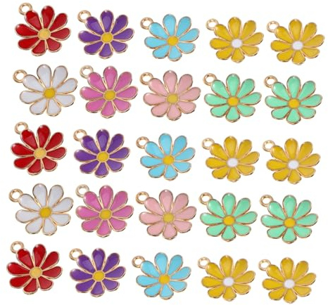Gogogmee 30 Stück Gänseblümchen Anhänger Aus Legierung Niedliche Anhänger Charms Mini Gänseblümchen Charms Mini Blumen Zum Basteln Blumenketten Metall