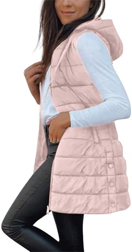 Cocila Gilet for Women UK Puffer Vest Quilted Gilet 2025 NEW Upgraded Outwear Vest Hooded Warm Winter Zip Up Lightweight Body Warmer Padded Stand Collar Sleeveless Outdoor Jacket Plus Size S-XXL