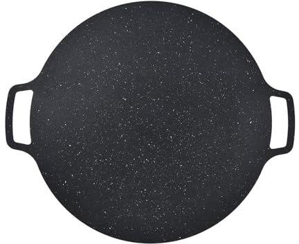TYCIONG Korean BBQ Grill Pan Round Cooking Grill Nonstick Iron Grilling Tray for Pork Belly Pancakes Ribs with Smooth Heat Resistant (41CM)