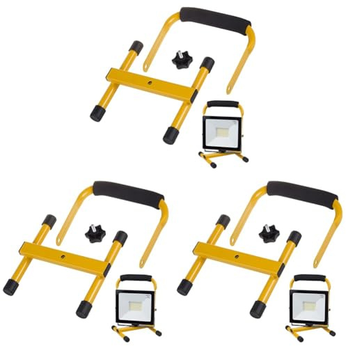 Maclean MCE632 Bodentänder für LED-Scheinwerfer Arbeitsscheinwerfer Stativ Flutlicht Ständer Baustrahlerstativ Drehbar Stahl (Für MCE530 / MCE630) (Packung mit 3)