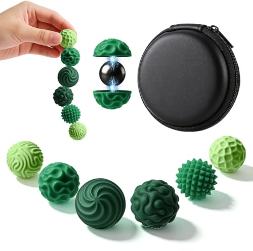 Coolden 6 Stück Magnetische Fidget Toys Erwachsene Kinder Magnetic Bälle | Stressabbau Silikon Magnetkugeln Fidget Anti-Stress Sensorik Spielzeug ADHS Sensorische Magnetische Kugeln Set, Grün