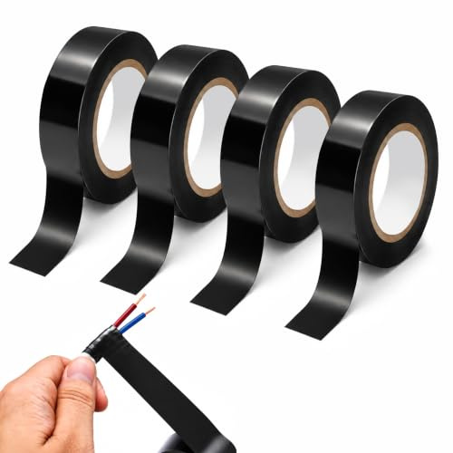 WHWWAN 4 Stück 15mmx10m PVC Isolierband, Selbstverschweißendes Klebeband | Dichtungsband Selbstklebend Wasserdicht, Isolierband Wasserdicht, Zum Isolieren, Reparieren und Bündeln(Schwarz)