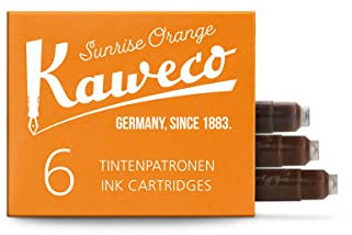 Kaweco Fountain Pen Ink Cartridges Sunrise Orange Pack of 6 | Premium Ink with Short Standard Cartridges in Orange | Vegan Cruelty Free Water Soluble Calligraphy Lettering Writing