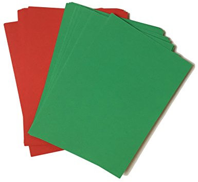 House of Card & Paper Weihnachtskarte, A4, 210 x 297 mm, Rot/Grün, 100 Blatt