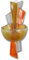 kruzifix24 Devotionalien Glas Weihkessel Weihwasserkessel orange modern 15 x 6 x 6 cm Glasweihkessel Wandschmuck Unikat Handarbeit