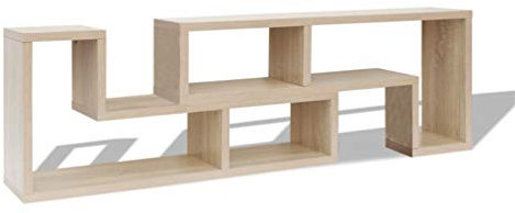 BIGTO TV Units for Living Room Double L-Shaped Oak Wooden TV Cabinets TV Stand TV Table 120 x 30 x 56.4/28 cm (Oak)
