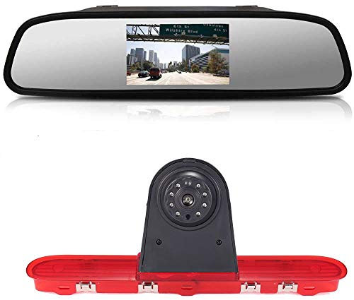 4,3'' Zoll LCD Rückspiegel+Bremslicht Rückfahrkamera Transportster Wasserdicht Einparkkamera Rückfahrsystem für Toyota ProAce 2/Verso/Citroen Dispatch/Space Tourer/Jumpy 3 /Peugeot Traveller/Expert 3