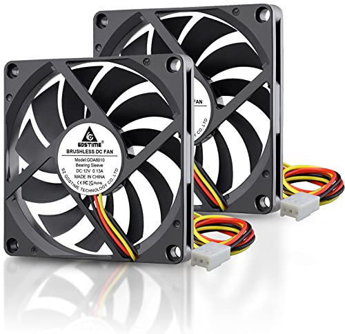 GDSTIME Quiet 80mm Fan, 12V 3PIN 80mm x 80mm x 10mm Brushless DC Fan for CPU Coolers