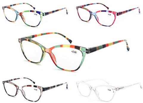 MODFANS (5 Pack) Lesebrille 2.5 Rund Damen,Gute Brillen,Hochwertig,Mode,Komfortabel,Super Lesehilfe,fur Frauen