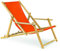 BAS Holz Sonnenliege Strandliege Liegestuhl aus Holz 3 Stufen Klappbare Gartenliege mit Armauflagen orange