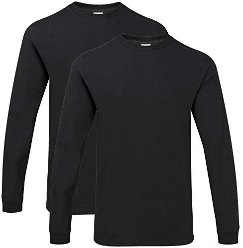 Gildan Hammer Men's Adult Long Sleeve T-Shirt, Black (2-Pack), Large (Pack of 2)