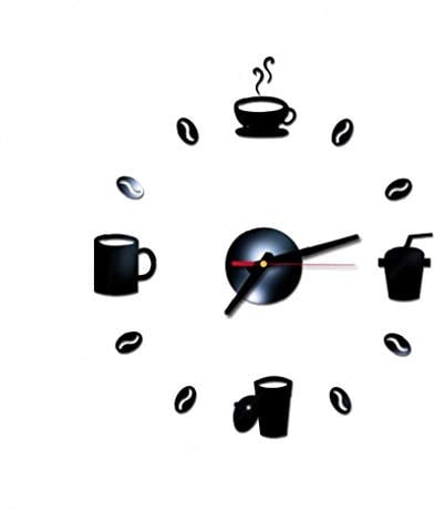 Coffee Cups Kitchen Wall Art Mirror Clock Modern Design Home Decoration Decor Wall Sticker for Living Room Wall Clock 1pc