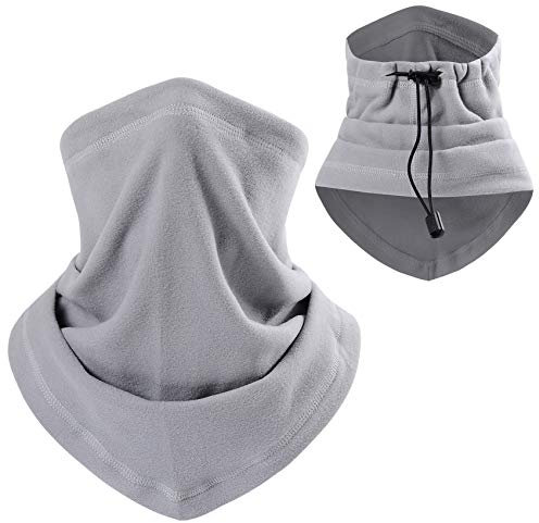 EasyULT Cache Cou Tubulaire, Réglable Multi-Usage Unisexe Bandeau Élastique Cache-Col, Windstopper Doublure en Polaire Tour de Cou Thermique Neck Warmer pour Cyclisme Moto Sports de Plein air(Gray)