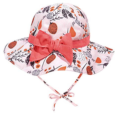 Happy Cherry - Berretto da Pescatore Bambino Bambini Neonato Cappello de Sole Estivo Protezione Solare Bucket Hat Anti-UV Bambine Cappelli de Spiaggia con Sottogola Regolabile - Rosa - 4-6 Anni