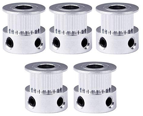 Saipor 5 Stück Aluminium GT2 Zahnscheibe 20 Zähne Bohrung 6,35mm GT2 Riemenscheibe 3D-Druckerteile für 3D Drucker Reprap 6mm Breite Zahnriemen