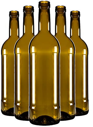 SUPERBUTELKI.PL Bottiglie di Vino vuote 750 ml, Set da 15 Pezzi, Molto Resistenti, vuote per Vino, per Diversi Tipi di Bevande, in Vetro Elegante