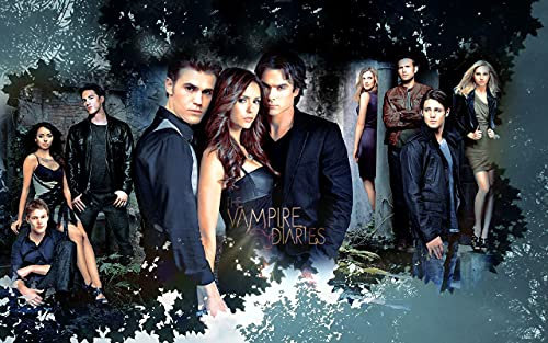 XIAODUO 5D Diamond Painting, The Vampire Diaries Poster,Diamant Painting Set, DIY Diamant Malerei Vollbohrer Kits, Malen Nach Zahlen, Stickerei Kunsthandwerk House Wall Dekoration 50X70cm