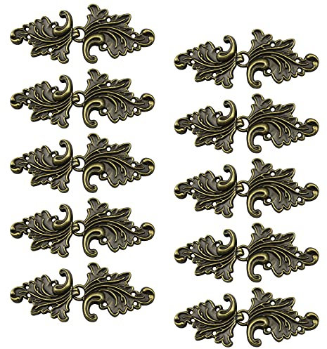CRAFFANCY Umhang-Verschlüsse, 10 Paar Vintage Umhang Nähen auf Haken und Augen Verschlüsse Wirbelblatt Form Cardigan Clips für Kleidung Pullover Schal Antik (Stil 3)