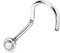 Warrior Nasenpiercing Steriler Nasenstecker aus Titan Gebogener Nasenstecker mit weißer tschechischer Kristallkugel 22G (0,8 mm) Länge 6,5 mm x 2,5 mm