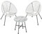 SONGMICS Balkonmöbel, Gartenmöbel-Set, 3er Set, Sitzgruppe, Terrassenmöbel, Tischoberfläche aus Glas, 2 Stühle, Innen- und Außenbereich, für Terrasse, Garten, Balkon, im Freien, weiß GGF013W02