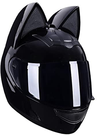 HHMKL Girl Damen Katzenohr Motorradhelm Integral Helm Motocross Helm DOT/ECE ZertifiziertErwachsene PersöNlichkeit Katzenohr Motorradhelm Modularer Motorradhelm Mit Katzenohren
