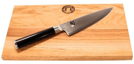 KAI SHUN Classic DM-0723 Kochmesser 15 cm – 32 Lagen Damast, VG10/VG MAX, 61±1 HRC – Geschenkset inkl. 30×20 cm Eichenholzbrett – Profi-Kochmesser für präzise Schnitte & langlebige Schärfe