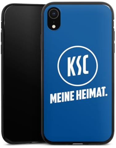 Slim Case extra dünn kompatibel mit Apple iPhone Xr Silikon Handyhülle schwarz Hülle Karlsruher SC KSC Statement