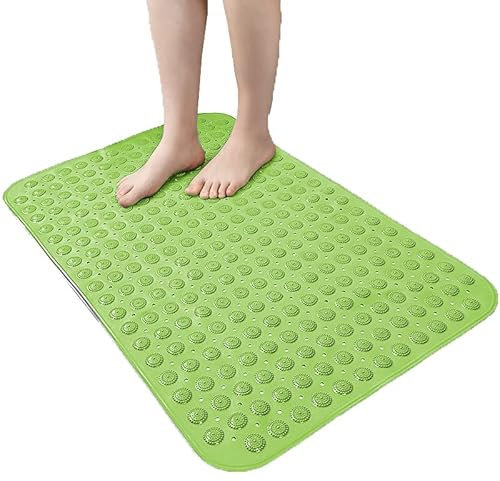 HOME ZEN HOUSEHOLD LINEN TAPPETO DOCCIA VASCA ANTISCIVOLO CON VENTOSE 100% PVC PLASTICA QUALITà COMFORT - ANTIMUFFA - SICUREZZA PER BAMBINI E ANZIANI 50x50 cm Verde