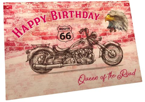 Vulkan-Druckerei OHG Geburtstagskarte für Damen Motorrad A6 quer: Happy Birthday, Queen of the Road (Retro)