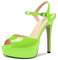 Aachcol Mujer Plataforma Sandalias Correa Tobillo Abierta Punta Aguja Alto High Heel Slingback Dress Zapatos 13 CM Verde Lima Charol 37 EU