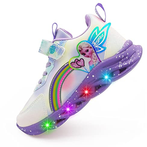 Movie Casual Shoes LED Light Up SneakersSnow Princess Shoes Baby Toddler Shoes Girl Birthday Present (10,Purple)