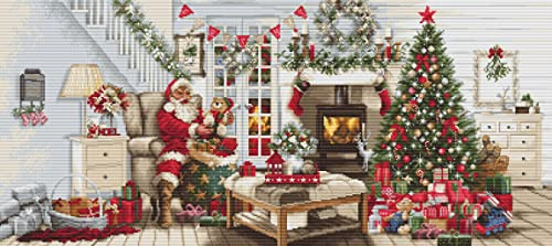 Luca-S Kreuzstich Set Gold Collection Weihnachtsmann Interieur Zählmuster
