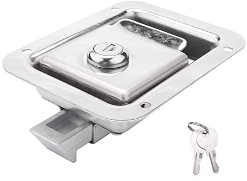 Wresetly Paddle Lock with Lock & Key Travel Stainless Steel Zip Door Lock Robust Handle Lock for Flush Mounting
