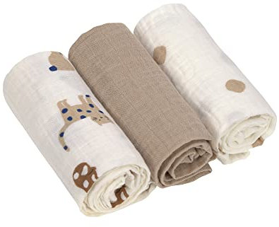 LÄSSIG Baby Puckdecke Spuckdecke Pucktuch Mulltuch 3er Set Baumwolle 60 x 60 cm/Swaddle & Burp Blanket M Little Mateys Dog