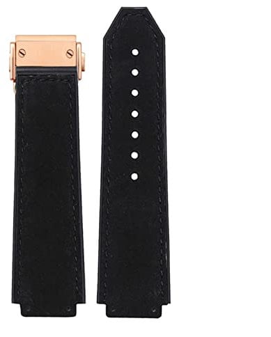 BANDKIT 25 x 19 mm echtes Rindsleder Gummi-Armband für Hublot Classic Fusion Universe Big Bang Serie Herren Gürteluhr Band Schmetterling Schnalle, 26-19mm, Achat