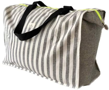MY WANDER Sac d'été pour femme en tissu - Sac de plage XXL - Matériau résistant - Sacs de plage 54 x 41 x 22 cm (50 L) - Conçu et produit en Espagne, Gris - Rayures, 78x41x23 cm